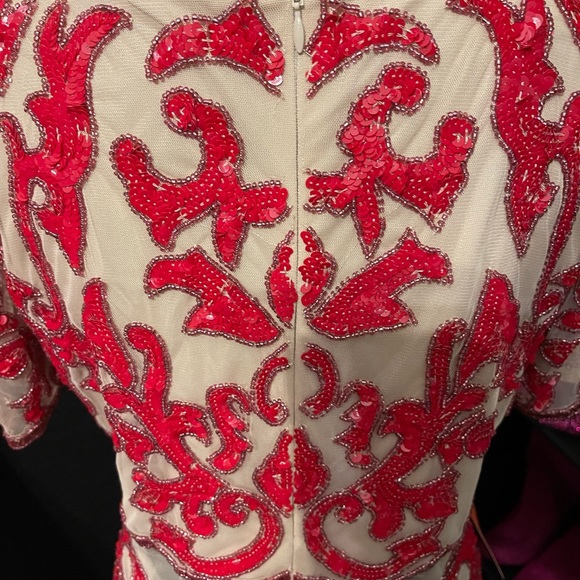 Frock and Frill red beaded dress with mesh insert - Picture 3 of 12